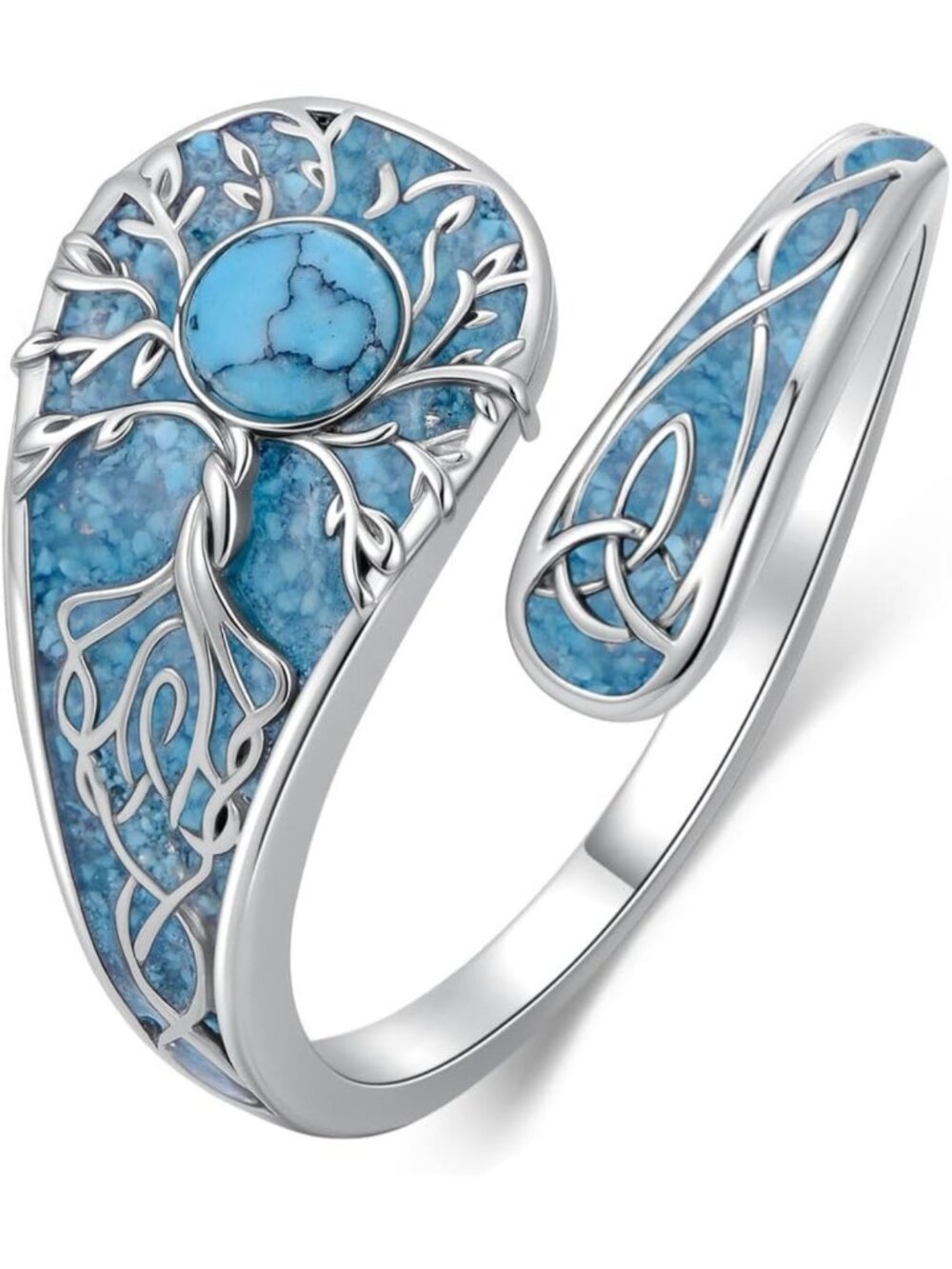 Sterling Silver Turquoise Spoon Rings - Vintage Boho Floral Thumb Ring Gifts